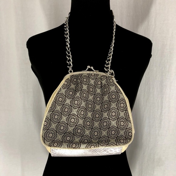 Guess Handbags - GUESS Metallic Fabric Purse Metal Chain